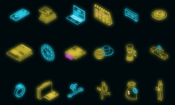 时间管理图标设置霓虹灯图片下载