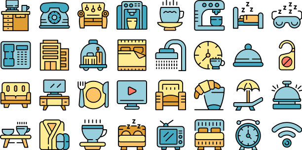 咖啡放在床上，图标放平图片下载