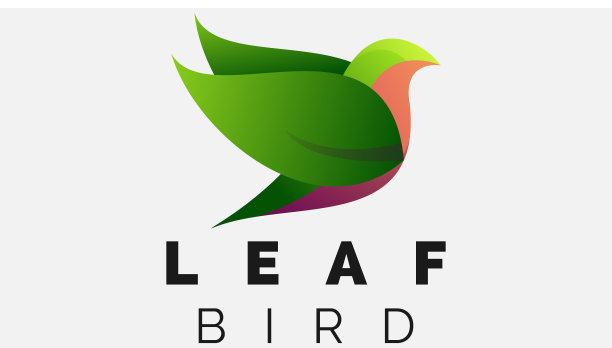 鸟矢量插图叶渐变彩色风格图片下载