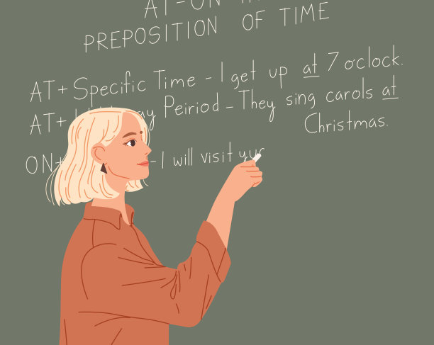 英语老师在黑板上写字。外语课程。图片下载