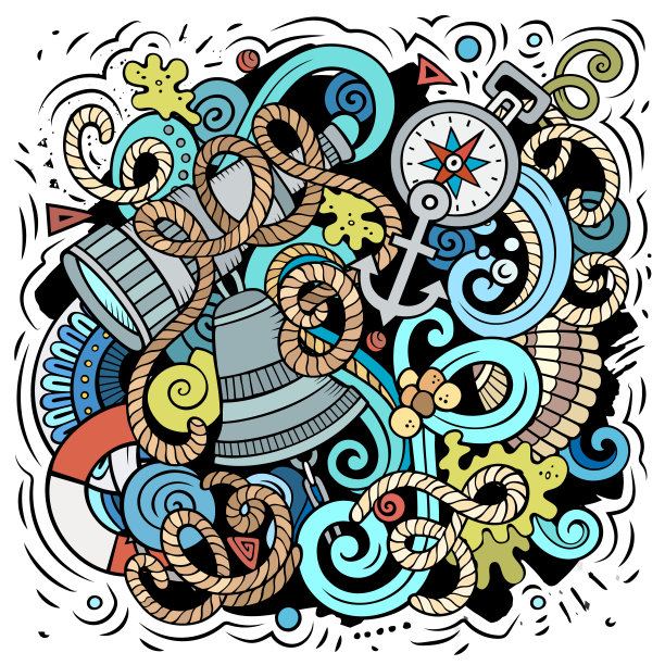 航海卡通矢量插图。图片下载