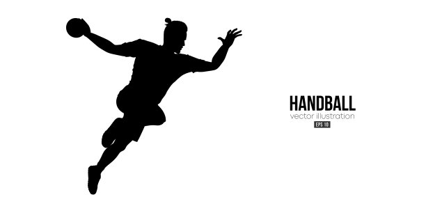 抽象剪影手球运动员在白色背景。手球运动员把球扔出去。矢量图图片下载