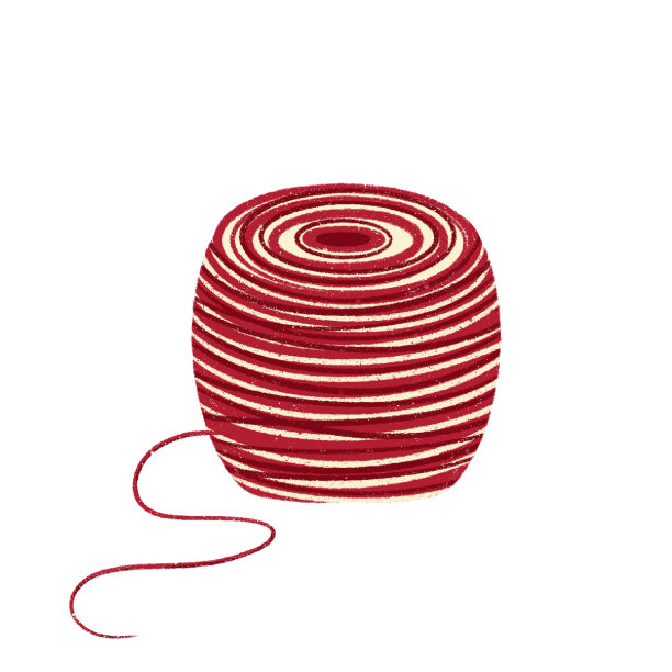 白底红白包装圣诞绳。绳子球作为礼物图片下载