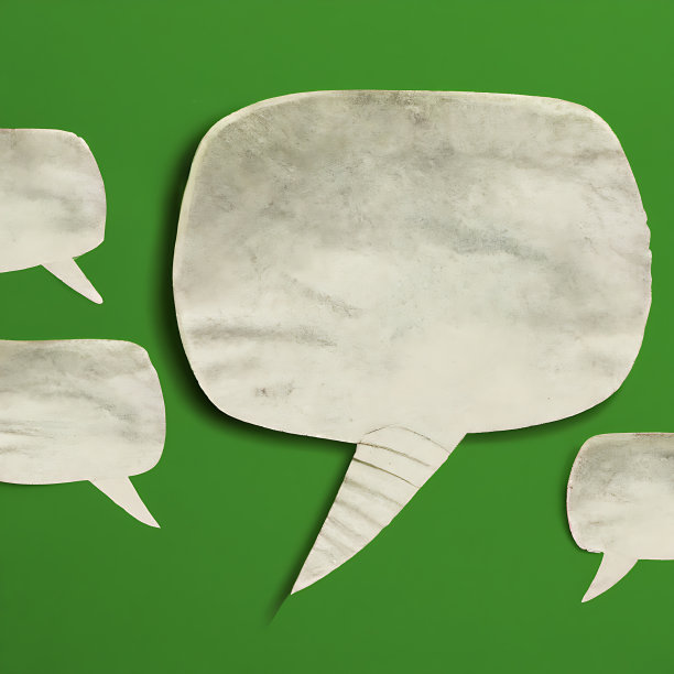 纸演讲泡泡和绿色背景图片下载