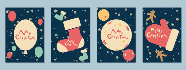 圣诞和新年卡通复古风格矢量传单设计模板图片下载