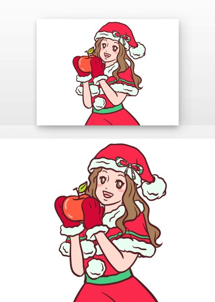 圣诞节人物拿苹果图片下载