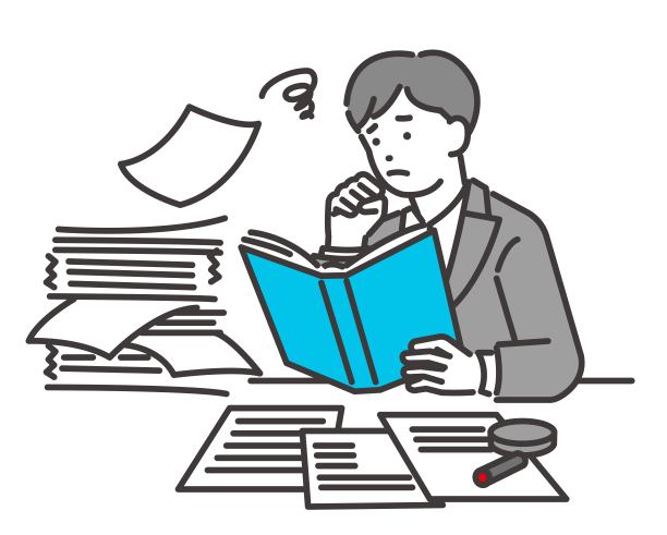 矢量插图材料的商人遭受纸质文件/业务人员/ IT /西装/ DX /咨询图片下载