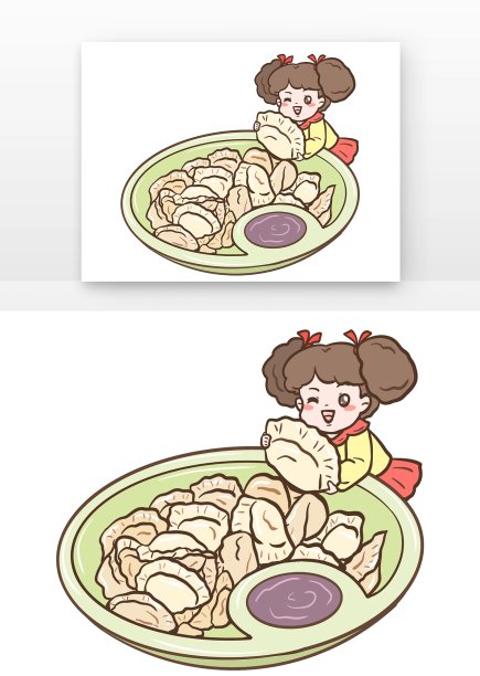 冬至儿童抱着饺子组合图片下载