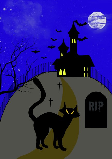 万圣节，儿童主题万圣节场景，手工插画。图片下载