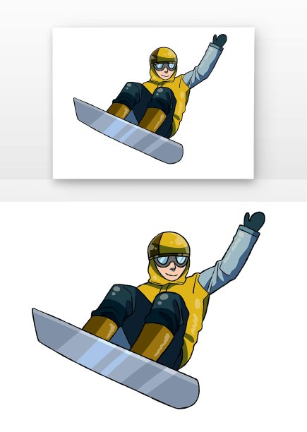 手绘冬天滑雪的人图片下载