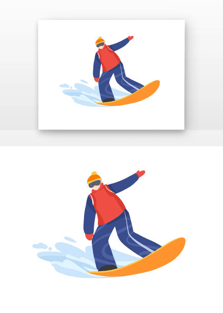 卡通冬季滑雪人物图片下载