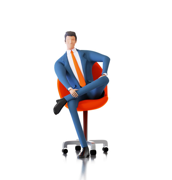成功自信的商人坐在椅子上。3 d渲染图图片下载