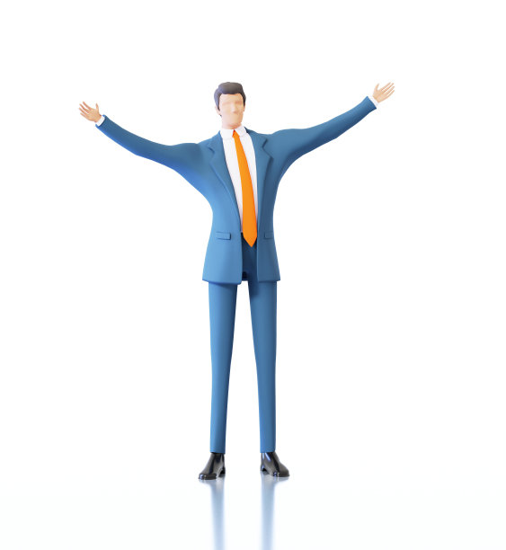 张开双臂的成功商人。3 d渲染图图片下载