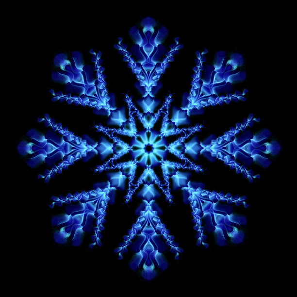 抽象的平面设计元素雪花在黑色背景图片下载