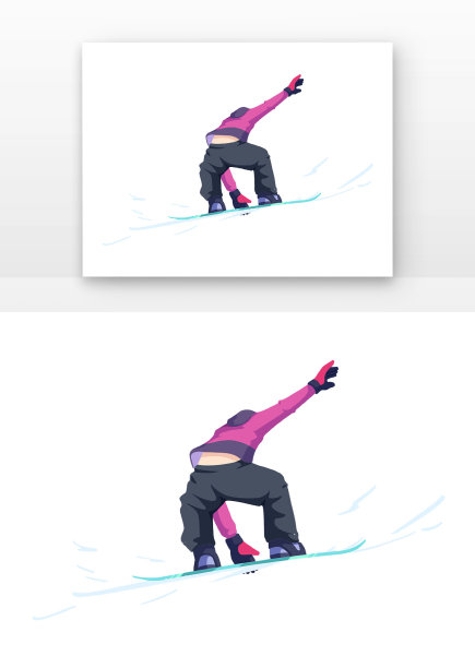 手绘滑雪体育人物图片下载