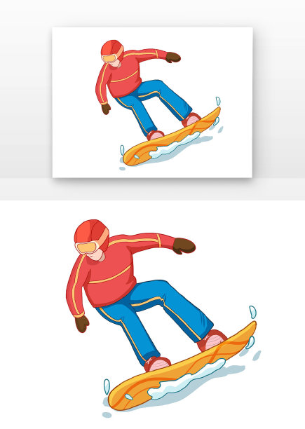 手绘冬季运动滑雪人物图片下载