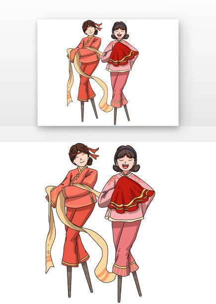 踩高跷扭秧歌的人图片下载