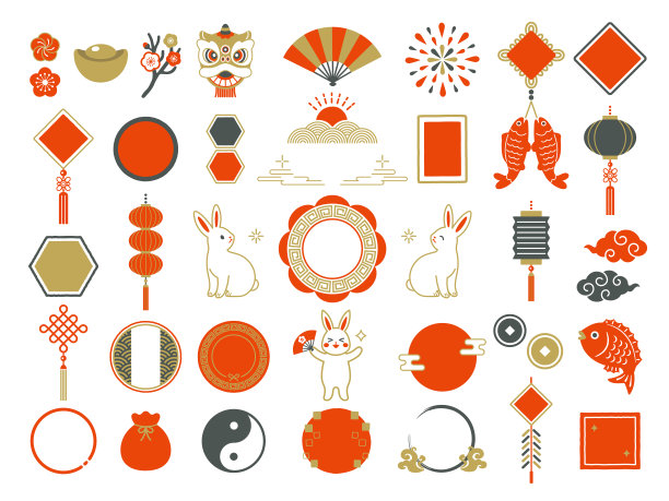 2023中国兔年新年快乐库存插图图片下载