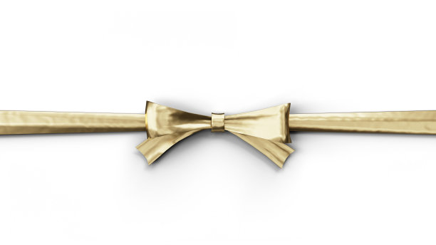 礼品金丝带和蝴蝶结。顶视图模型模板的圣诞节，复活节，情人节和生日装饰孤立的白色背景。3D插图。带有剪切路径的文件。图片下载