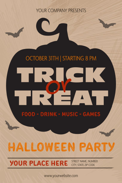 万圣节派对海报上有令人毛骨悚然的南瓜。矢量图图片下载