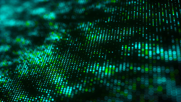 未来主义背景由绿色闪光点。摘要网格背景。大数据可视化。3 d渲染。图片下载