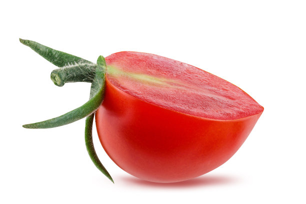 半切番茄樱桃孤立在白色背景与修剪路径图片下载