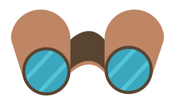 双筒望远镜孤立在白色背景上。用于观察远距离物体的光学装置。搜索的象征。平的。向量图片下载