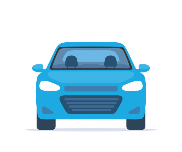 蓝色的汽车。从侧面看城市运动轿车。客运车辆。平面风格的矢量插图。图片下载