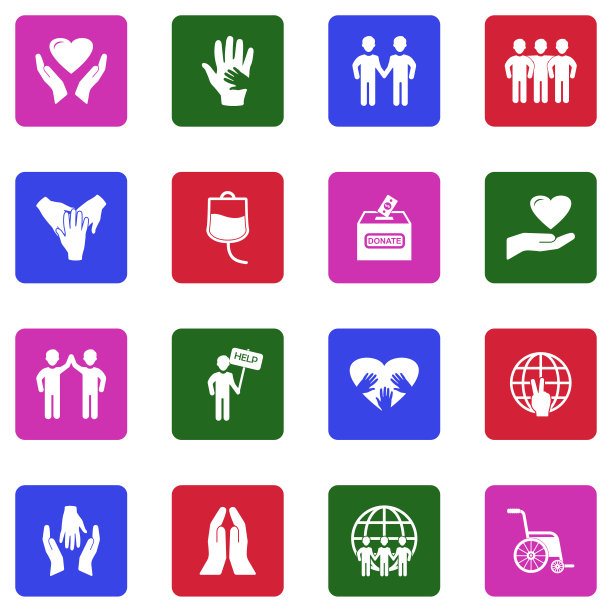 志愿服务图标。方形中的白色平面设计。矢量插图。图片下载