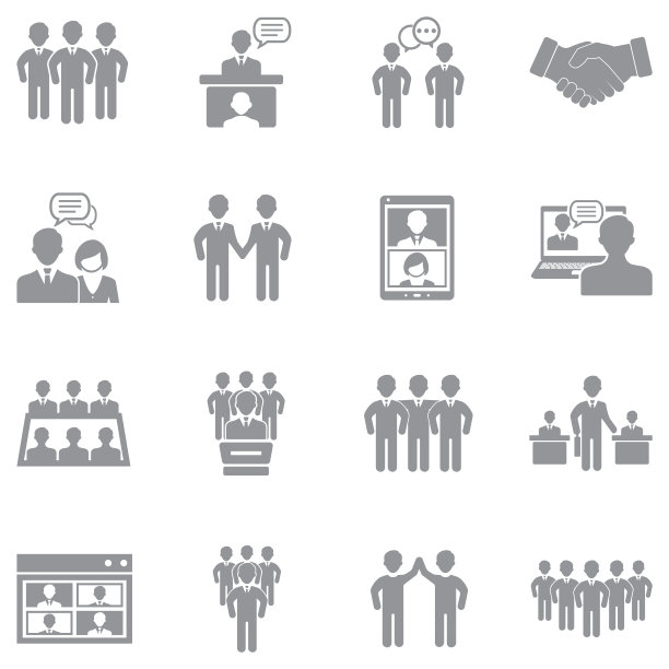商业伙伴图标。灰色的平面设计。矢量插图。图片下载