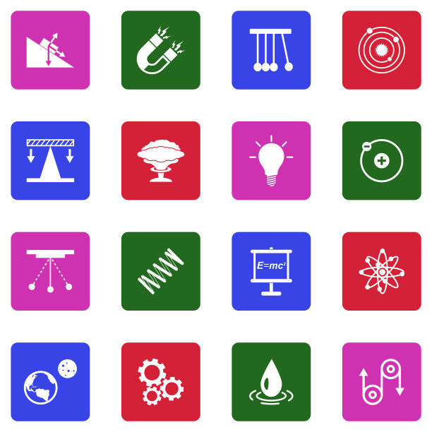 物理科学的图标。方形中的白色平面设计。矢量插图。图片下载