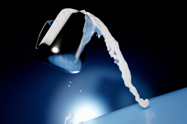 牛奶从漂浮的牛奶罐中倾泻而出图片下载