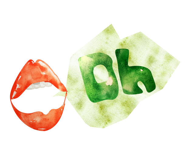 红唇女对话说哦水彩画插图图片下载