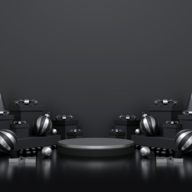 圣诞和新年快乐横幅设计，海报和封面设计的背景。圣诞工作室桌房产品展示与复制空间。三维演示图片下载