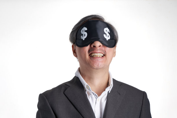 商人戴着白色背景下的美元标志眼罩图片下载