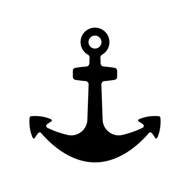 白色背景黑色剪影扁平风格锚矢量图标图片下载
