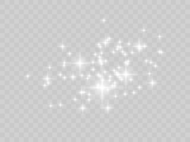 逼真的白色星尘光效果隔离在透明上。股票免版税矢量插图图片下载