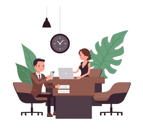 办公室室内，生意人，女商人和商人图片下载