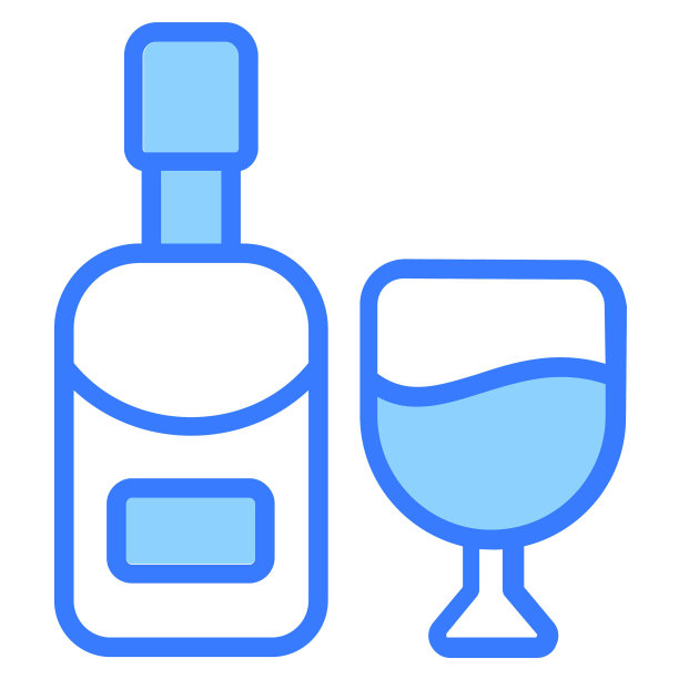 啤酒、葡萄酒瓶图标（简约蓝色线条）图片下载
