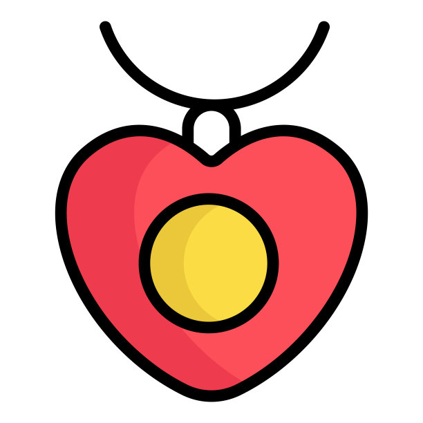 无颈、珠宝、心形的颜色线图标图片下载