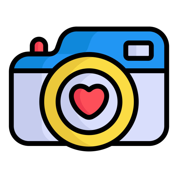 热爱摄影，相机色彩线图标图片下载