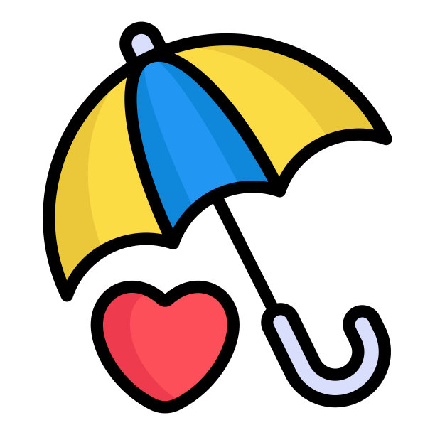 爱心保护，伞色线图标图片下载
