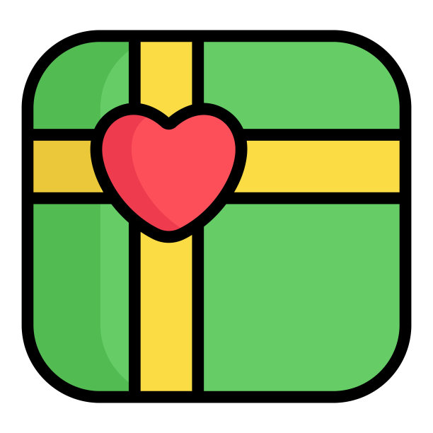 爱心礼物，礼物色线图标图片下载