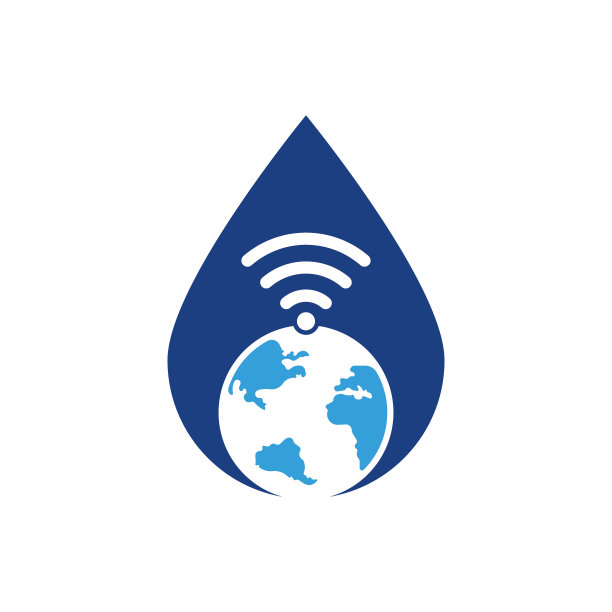 全球wifi掉落形状概念logo设计图标。图片下载