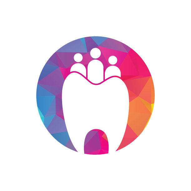 家庭牙科标志模板与三人隔离。图片下载