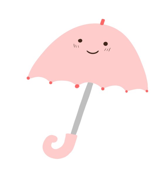 一把粉红色的伞，表情符号微笑，彩色插图图片下载
