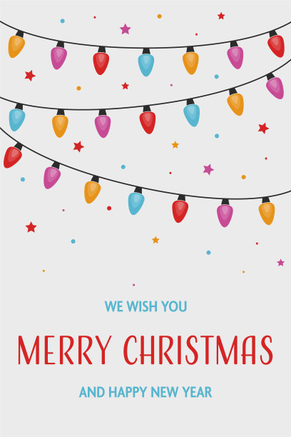 手绘圣诞彩灯。贺卡的设计。矢量图图片下载