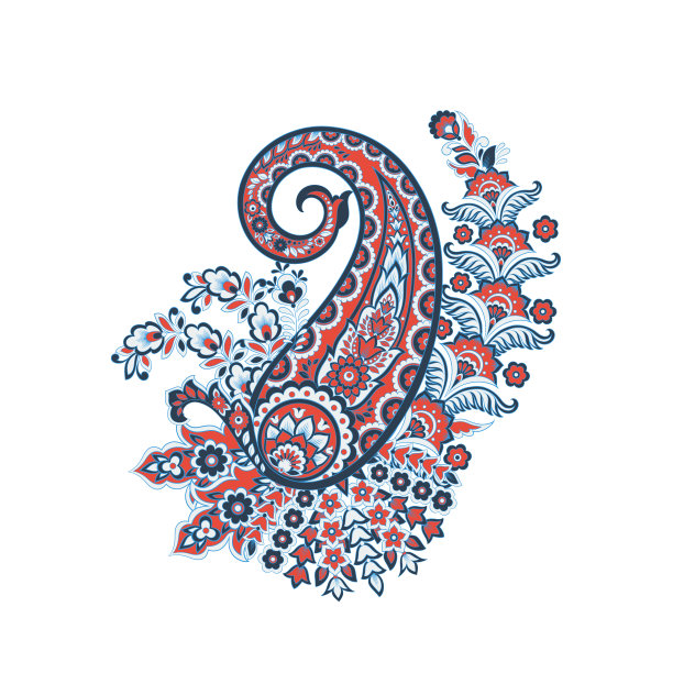 锦缎孤立涡纹矢量花装饰图片下载