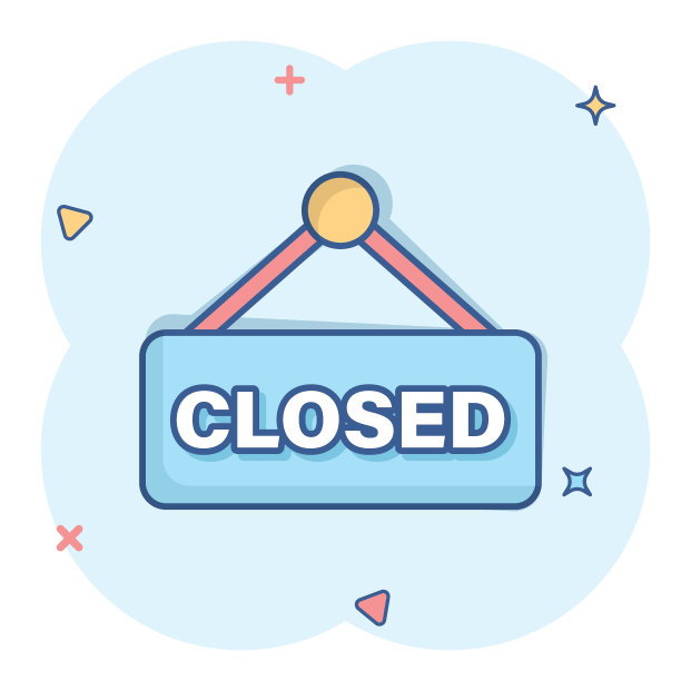 漫画风格的关闭标志图标。无障碍卡通矢量插图在白色孤立的背景。消息飞溅效应的经营理念。图片下载