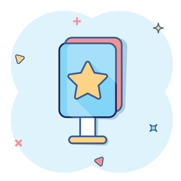 漫画风格的广告牌图标。城市光显示卡通矢量插图在白色孤立的背景。横幅标语飞溅效果的经营理念。图片下载